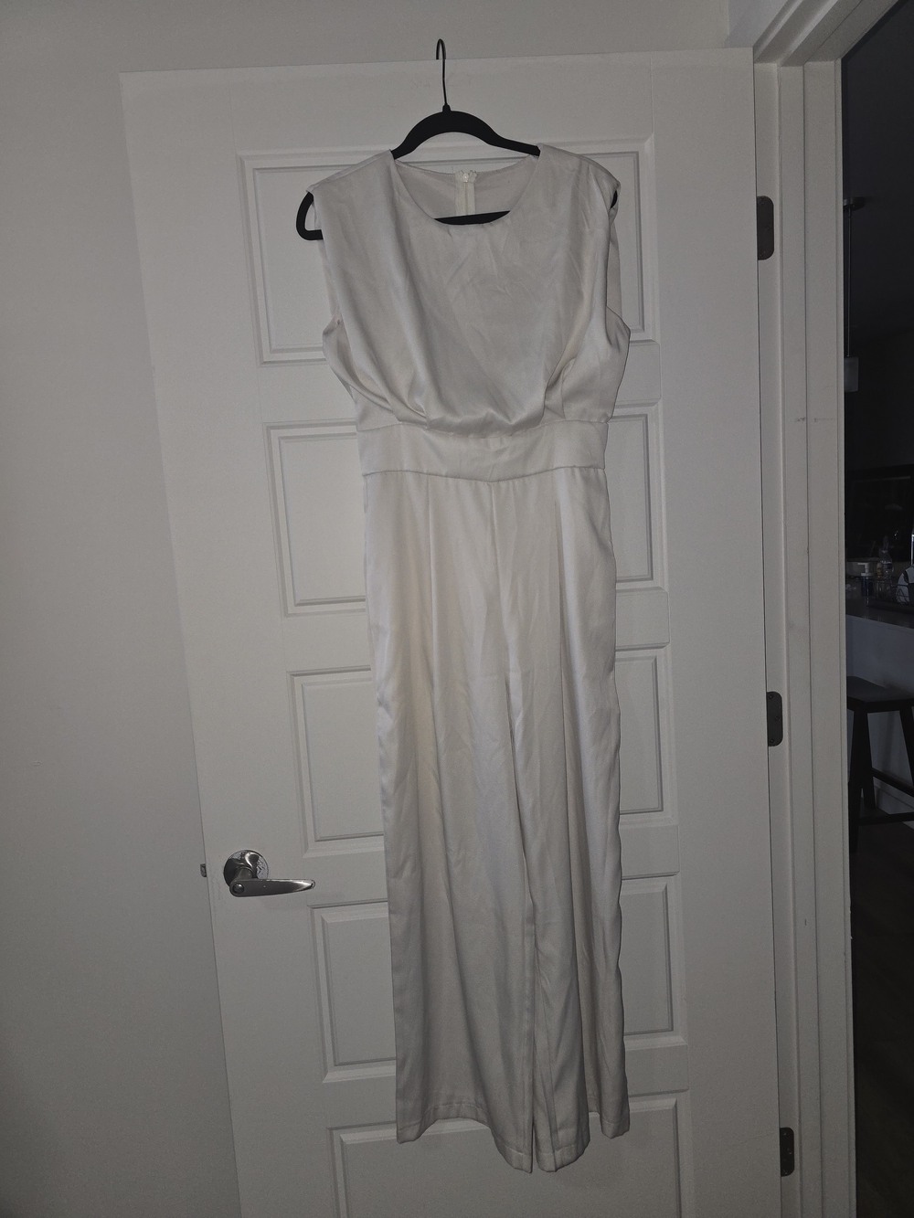 Sleeveless White Maxi Jumpsuit Elegant Evening Gown